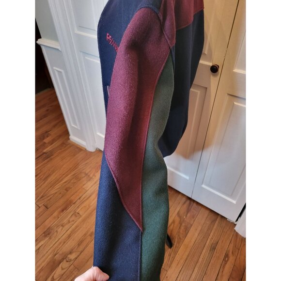 Vintage 90's Wool Navy/Burgundy/Green Letterman Jacket Leather Trim S Streetwear - Picture 8 of 8